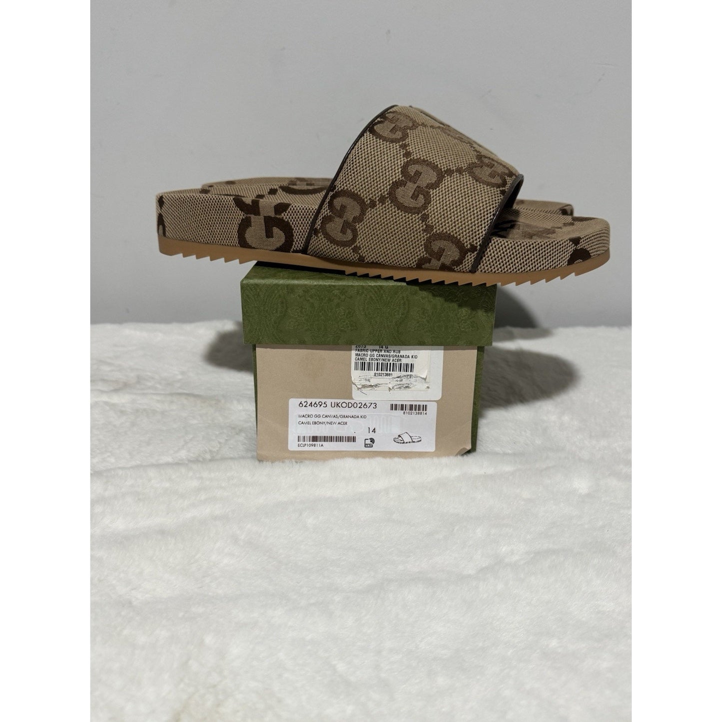 GUCCI Men's Sandals US 14.5/UK 14 canvas JUMBO GG pattern slide