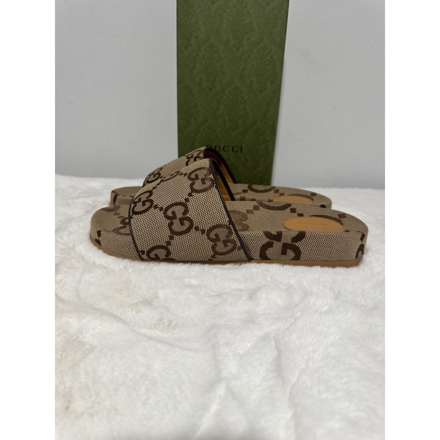 GUCCI Men's Sandals US 14.5/UK 14 canvas JUMBO GG pattern slide