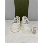 NWB Gucci GG Monogram 1977 White Lace Up Sneakers Low Top Platform