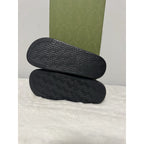 GUCCI Men's Black Rubber Web Slide Sandals New And Authentic