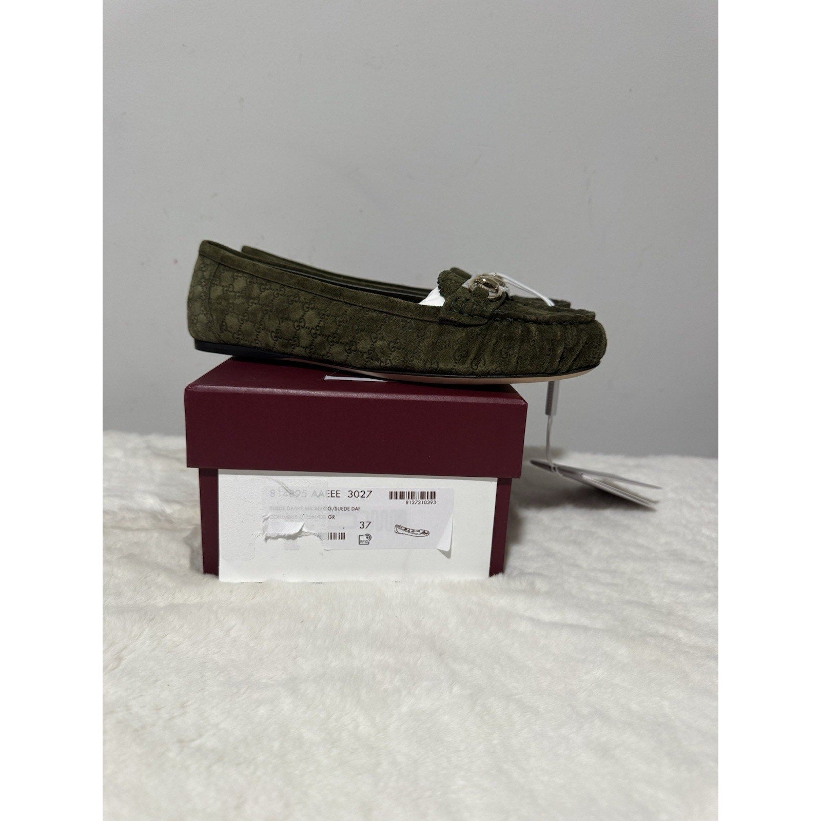 NEW GUCCI Women's GG Suede Kensington Horsebit Loafers Ballet Flats