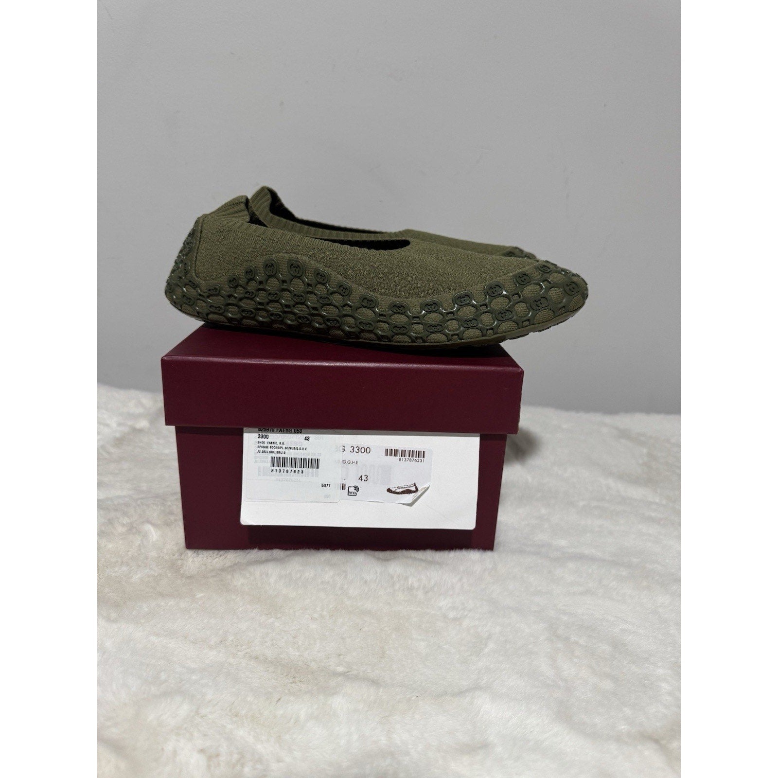 Gucci GG Slip on Sneakers Dark Green Color Elastic Fabric