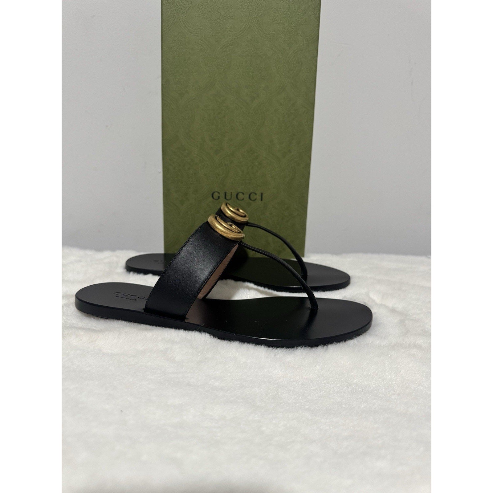 GUCCI Marmont T-Strap Leather Women's Sandals