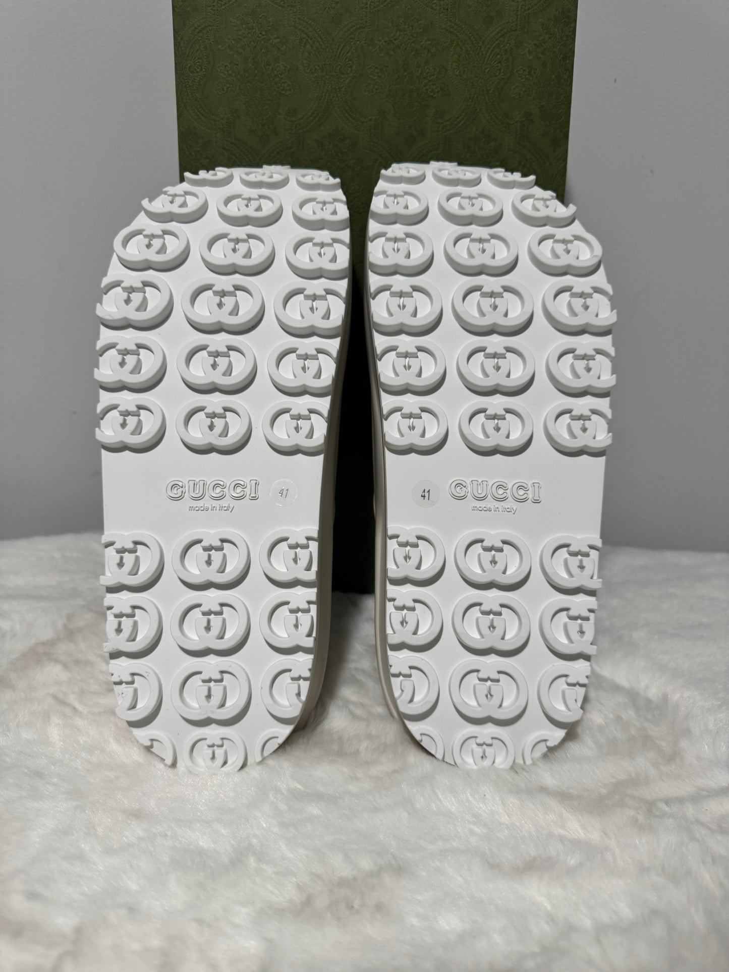 Gucci Authentic Slide Sandals Interlocking GG Logo White