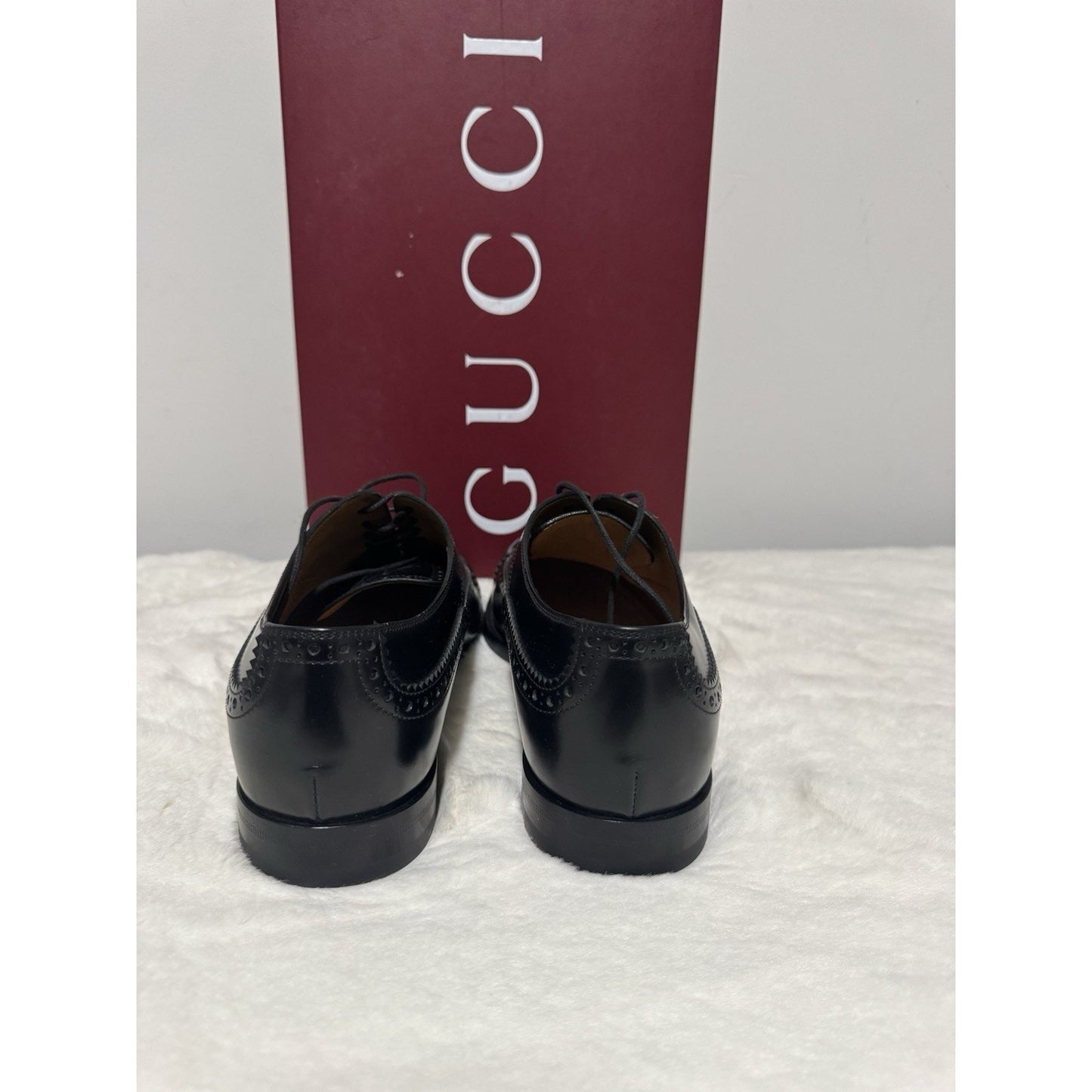 GUCCI Men's Black Leather Lace Up Dress Shoes Gucci Size: 7.5; US Size: 8