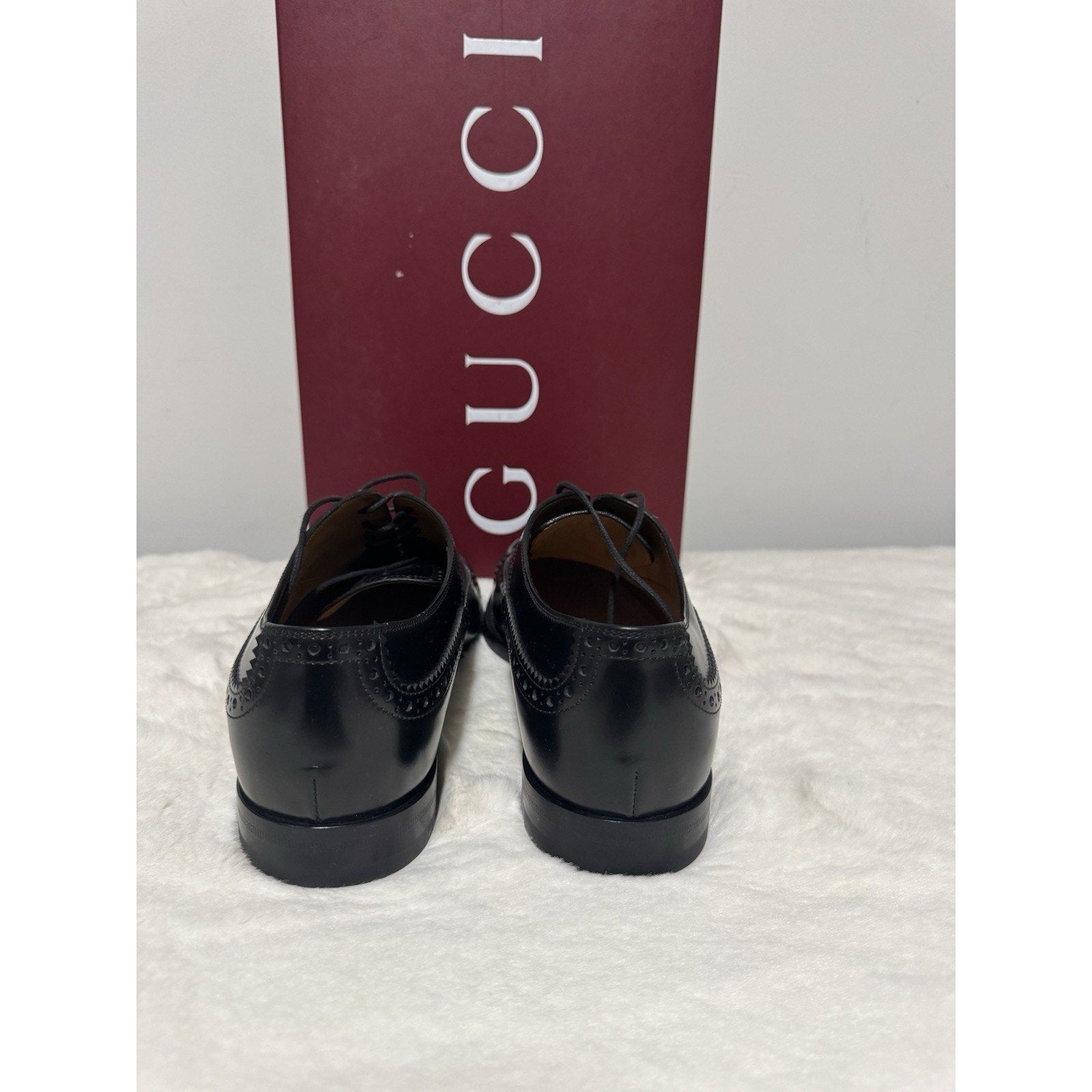 GUCCI Men's Black Leather Lace Up Dress Shoes