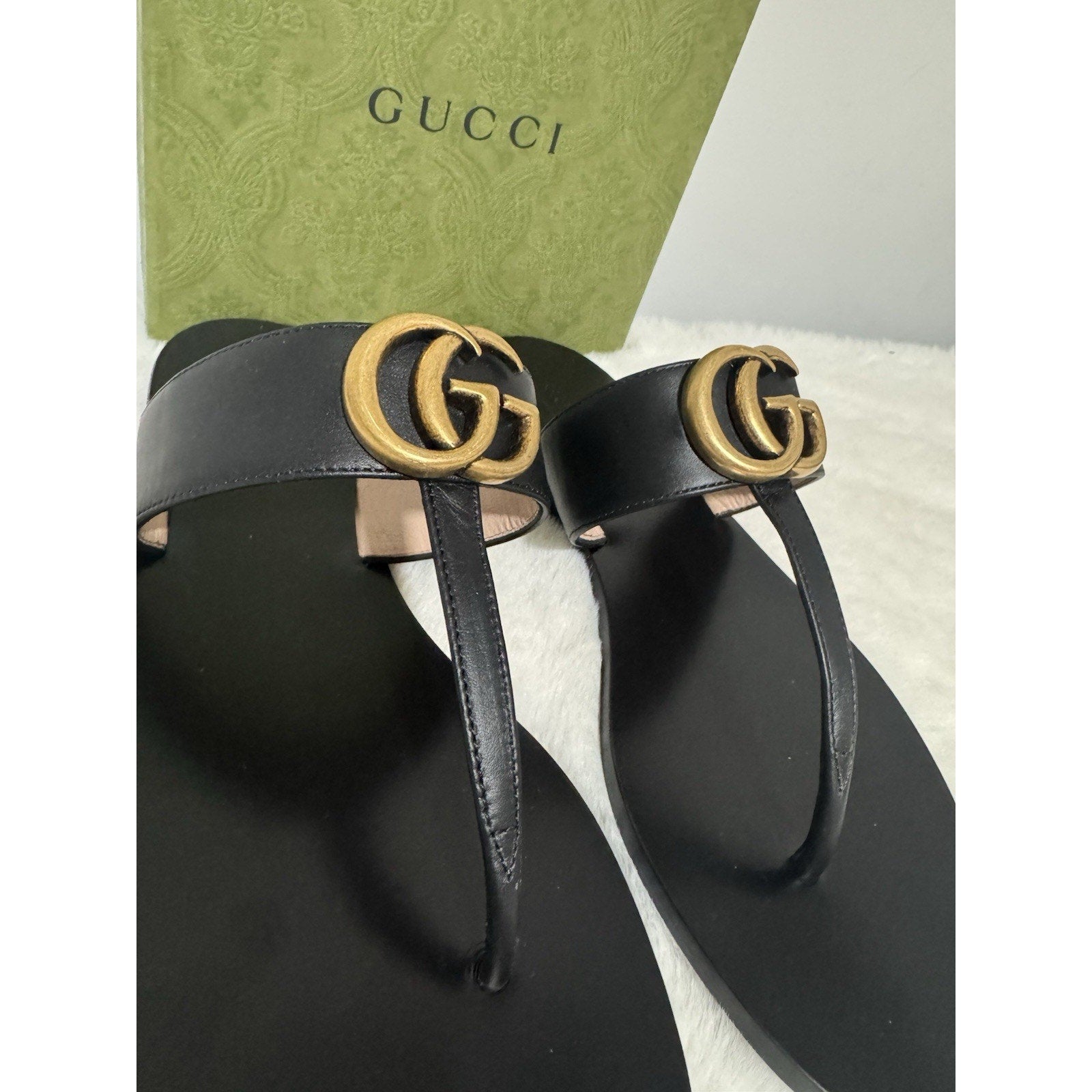 GUCCI Marmont T-Strap Leather Women's Sandals