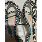 Gucci Allie Striped Leather Sandals, Black/White