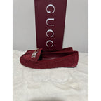 NEW GUCCI Women's Suede Kensington Horsebit Loafers Ballet Flats