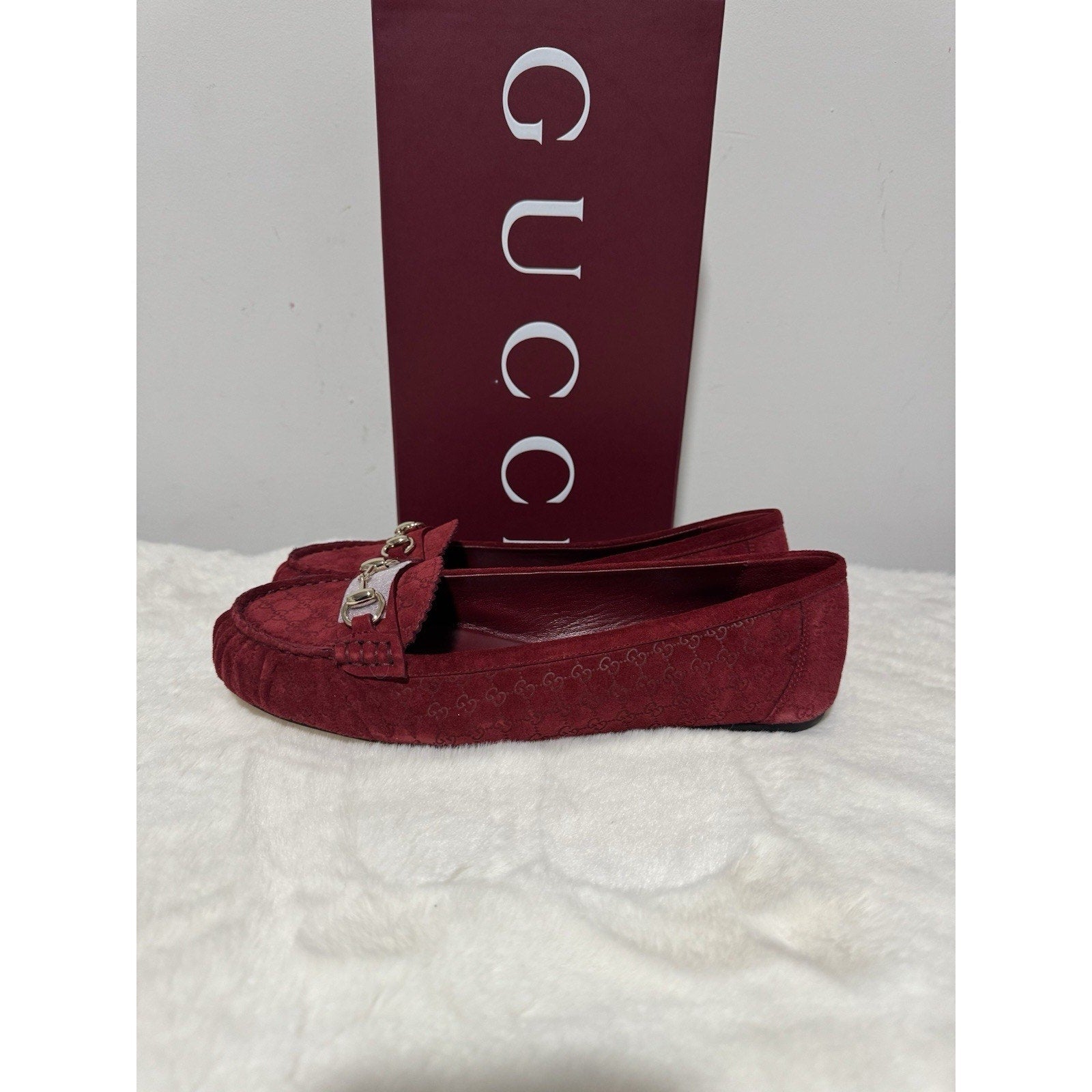 NEW GUCCI Women's Suede Kensington Horsebit Loafers Ballet Flats