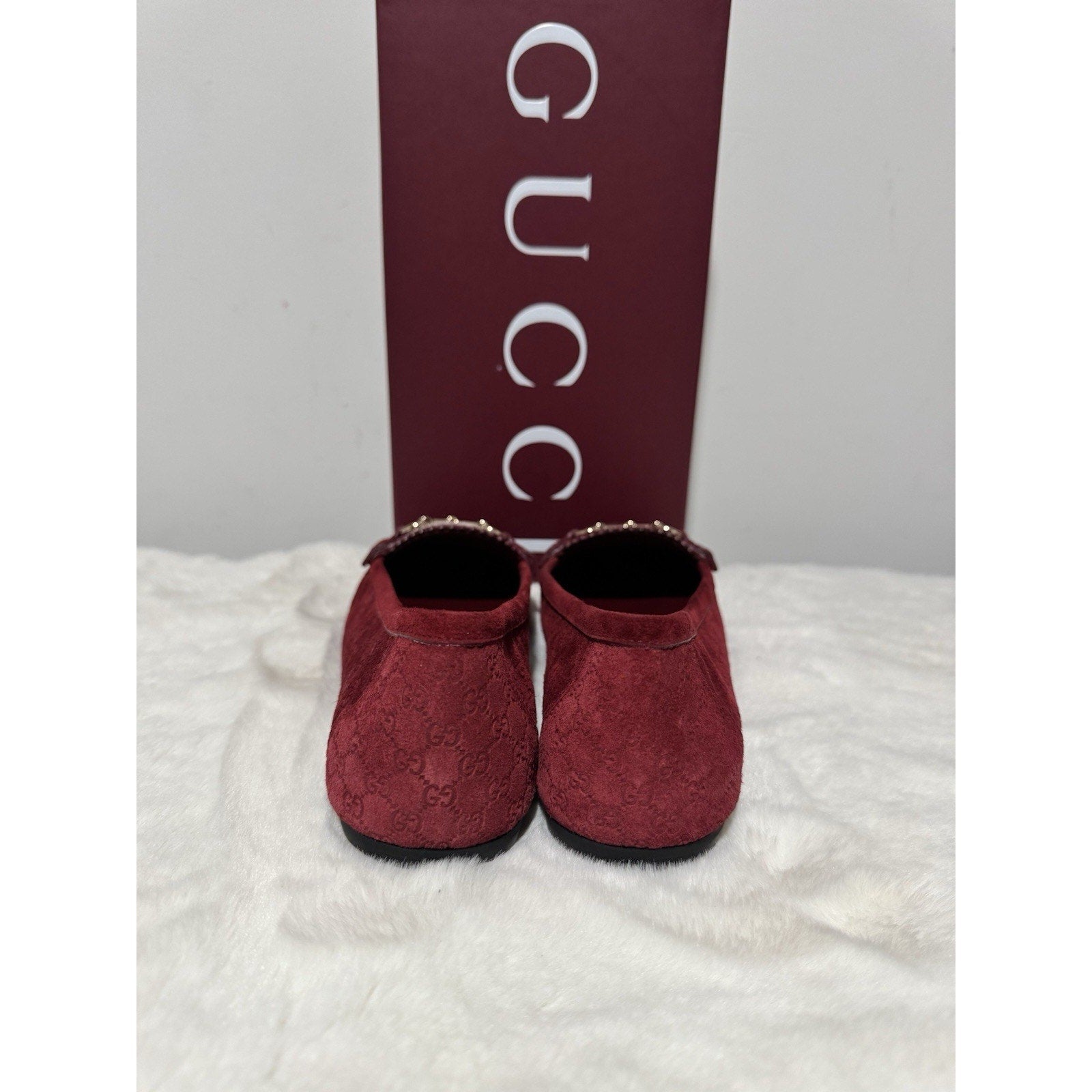 NEW GUCCI Women's Suede Kensington Horsebit Loafers Ballet Flats