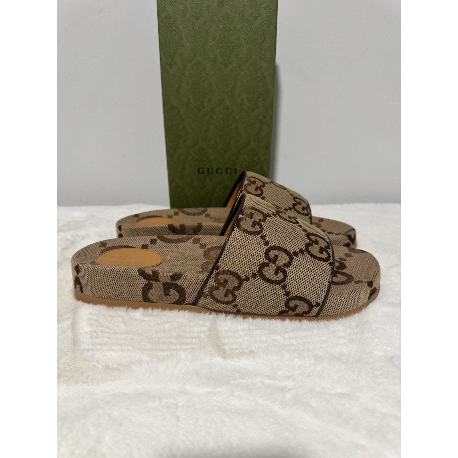 GUCCI Men's Sandals US Canvas JUMBO GG Pattern Slide