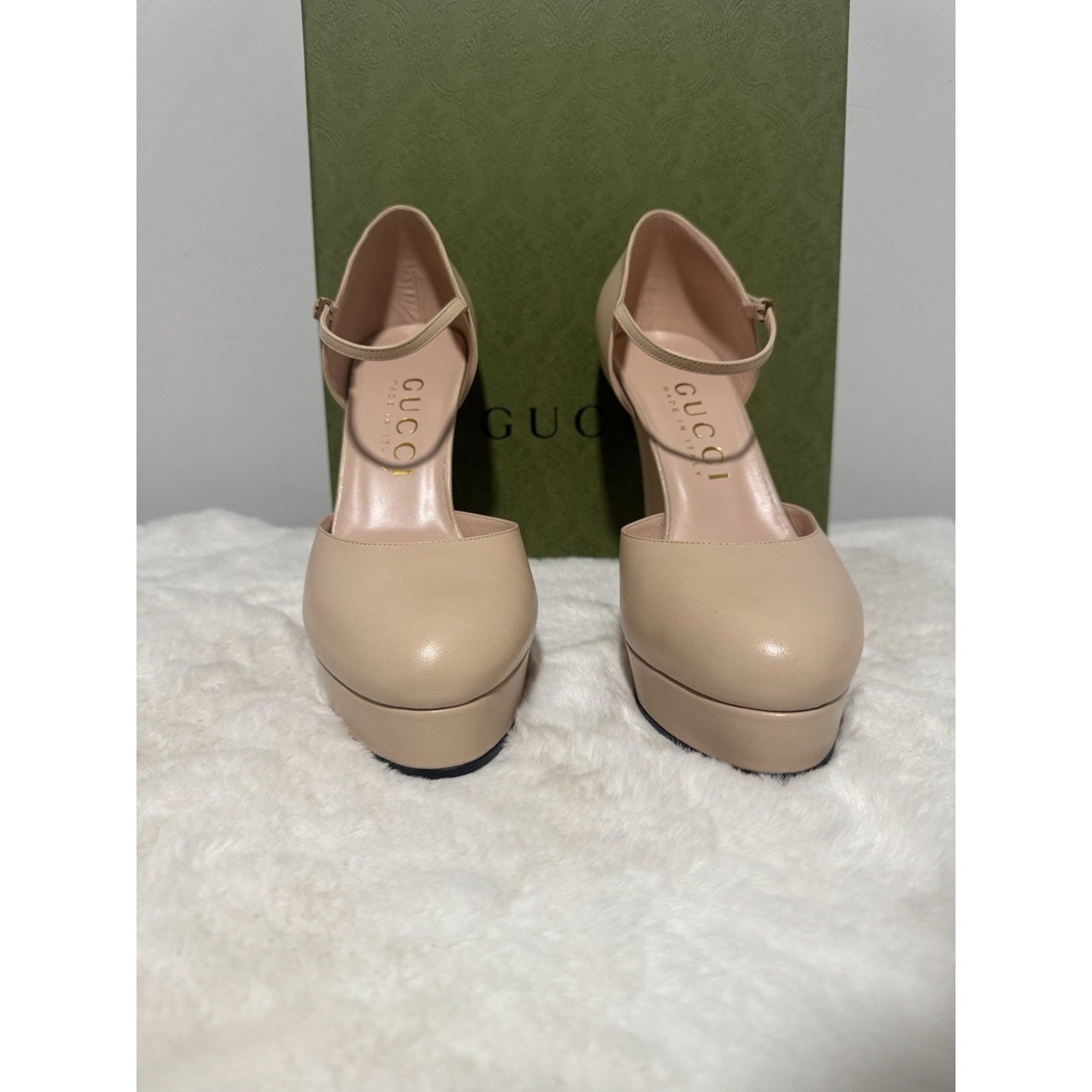 Gucci GG Leather Platform Sandals Skin Rose Pink Sz 41/ US11