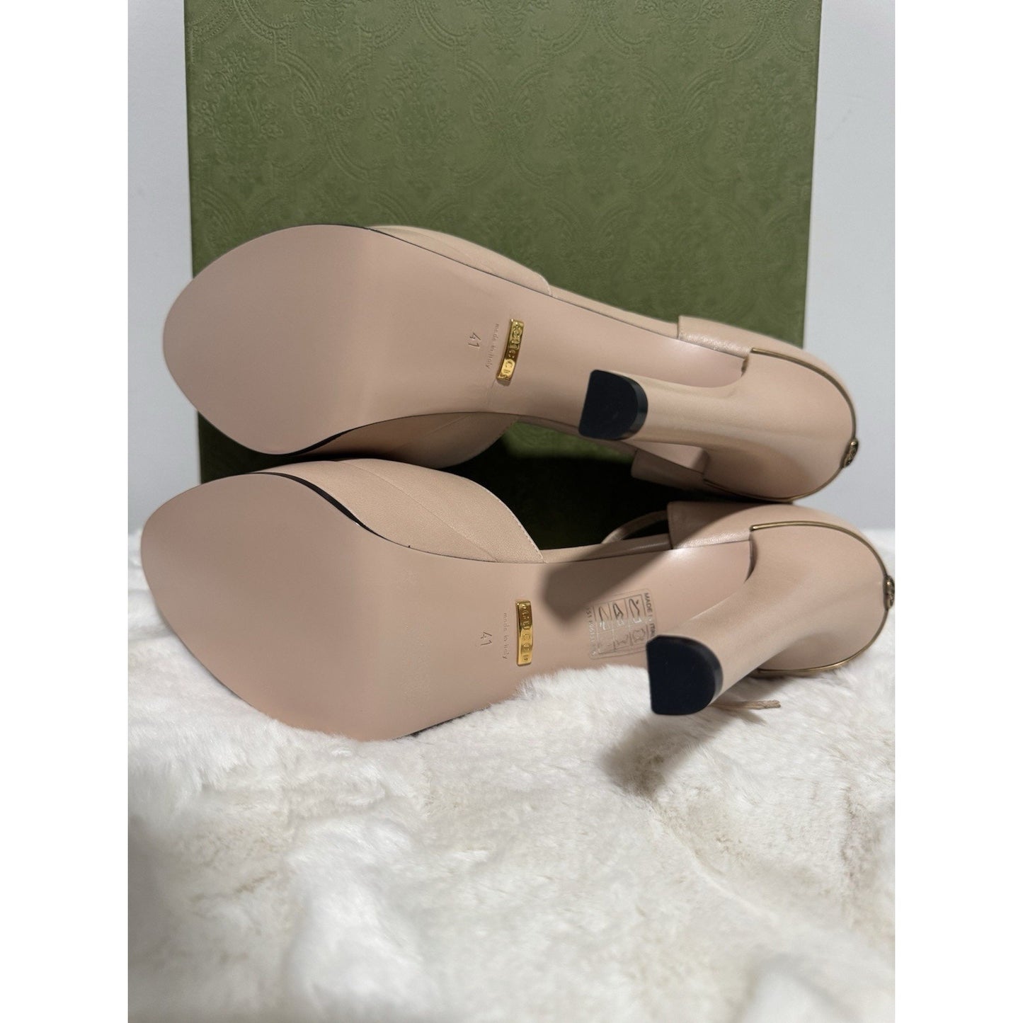 Gucci GG Leather Platform Sandals Skin Rose Pink Sz 41/ US11