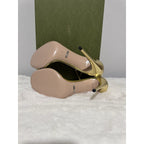 Gucci Women's Gold Ilse Metallic Leather 85mm Heel Sandal Shoes