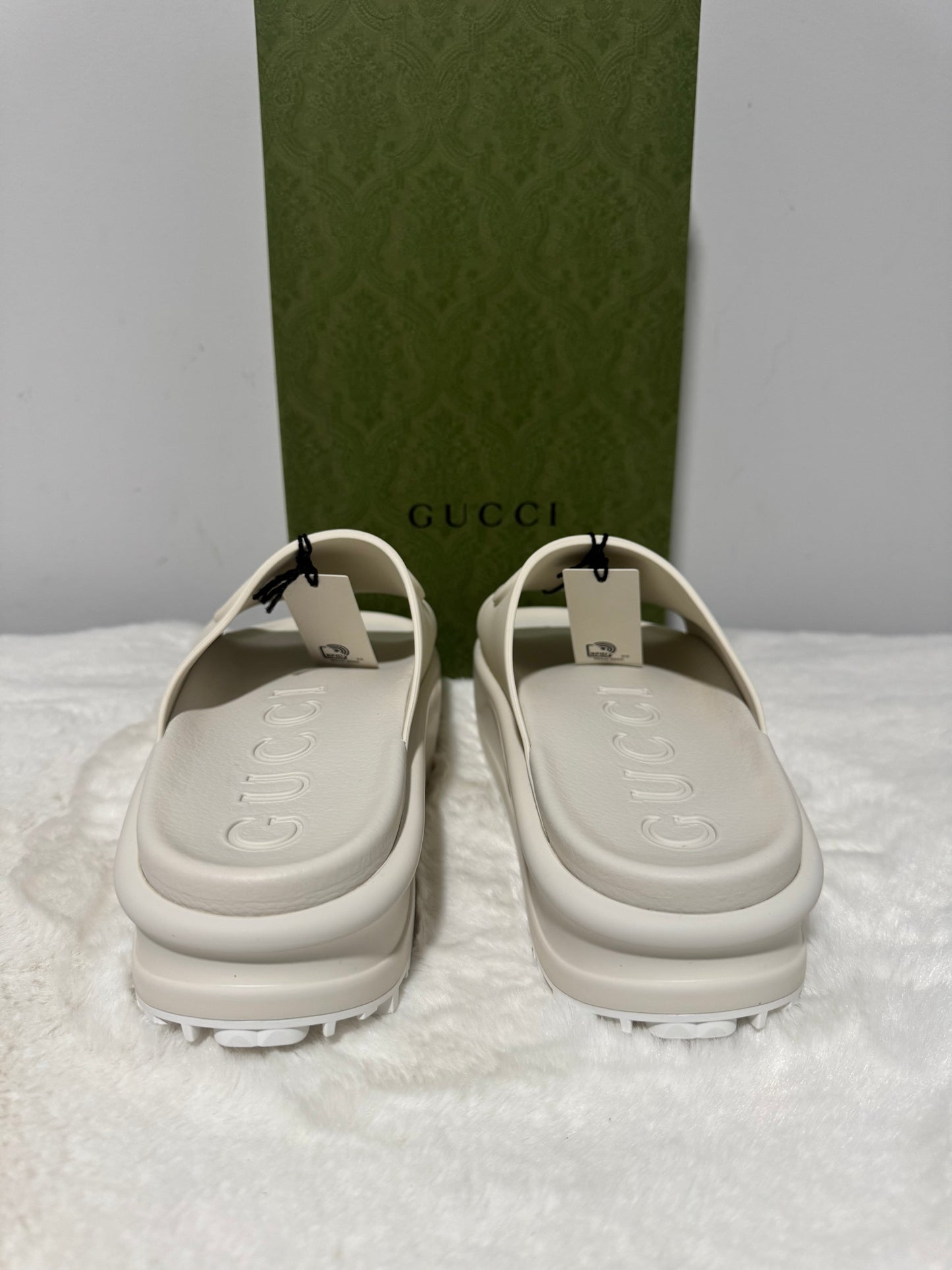 Gucci Authentic Slide Sandals Interlocking GG Logo White
