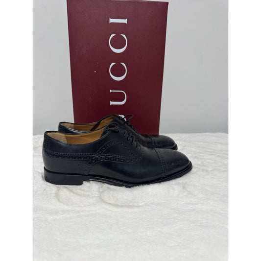 GUCCI Men's Black Leather Lace Up Dress Shoes Gucci Size: 7.5; US Size: 8