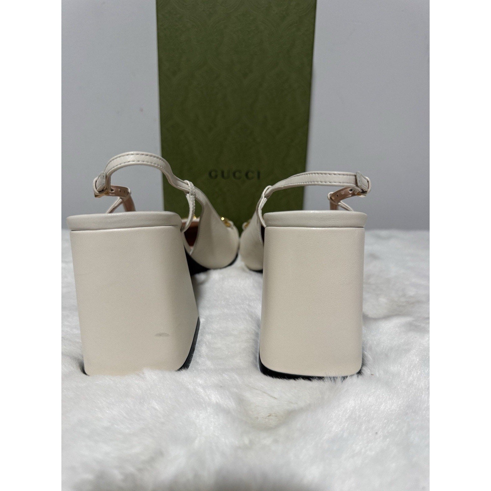 Gucci Baby Mid-Heel Horsebit Slingback Pumps