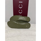 Gucci GG Slip on Sneakers Dark Green Color Elastic Fabric