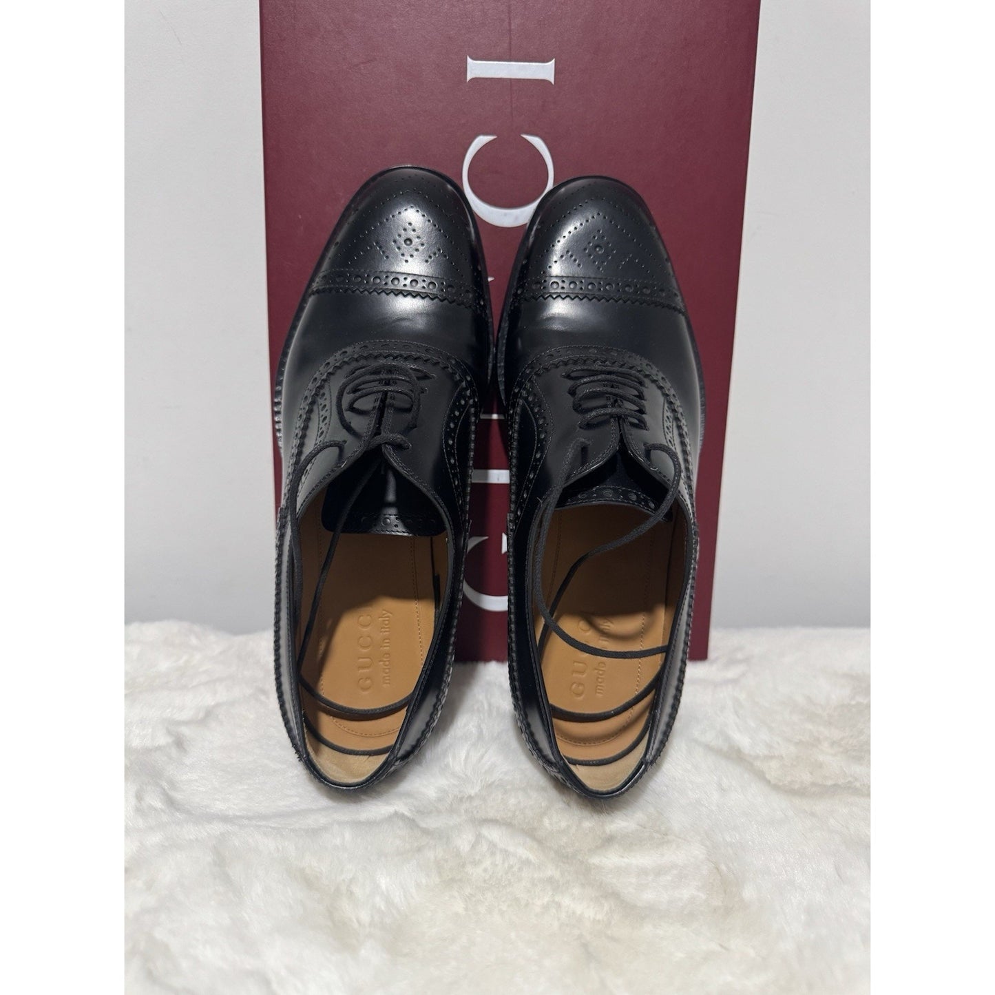 GUCCI Men's Black Leather Lace Up Dress Shoes Gucci Size: 7.5; US Size: 8