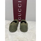 Gucci GG Slip on Sneakers Dark Green Color Elastic Fabric