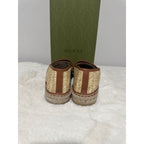Brand New Gucci Brown Raffia Interlocking GG Espadrilles
