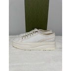 NWB Gucci GG Monogram 1977 White Lace Up Sneakers Low Top Platform