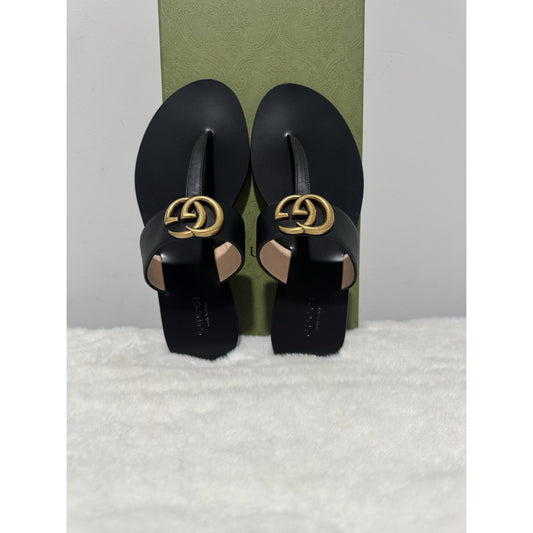 GUCCI Marmont T-Strap Leather Women's Sandals Size 35.5