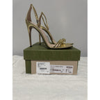 Gucci Women's Gold Ilse Metallic Leather 85mm Heel Sandal Shoes